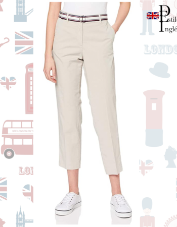 Tommy Hilfiger Pantalón de Tencel Y Algodón Teñido De Estilo Inglés